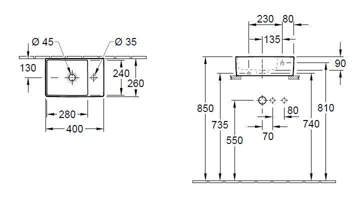 Раковина на столешницу Villeroy and Boch Memento 2.0 (400Х260 мм) 43234GRW