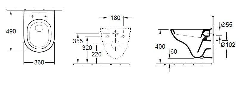 Унитаз подвесной Villeroy and Boch O. Novo Compact 56881001
