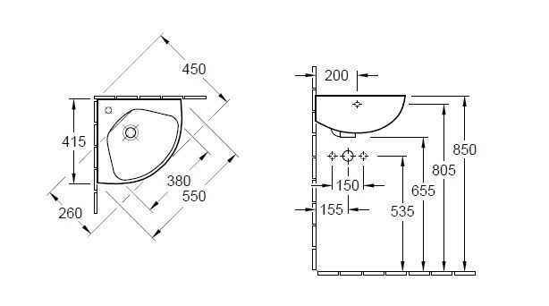 Умивальник кутовий Villeroy&Boch O.Novo 732740T1