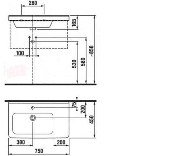 Умивальник ассиметричный Jika Cubito H8124220001041
