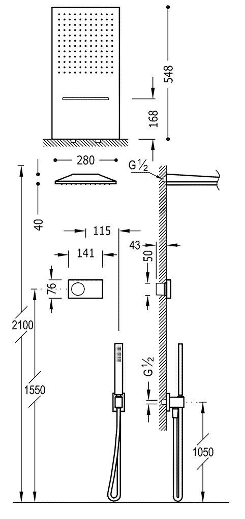 Душевая система Tres Shower Technology 09286308AC