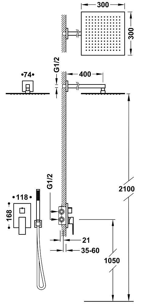 Душевая система Tres Cuadro 00628004