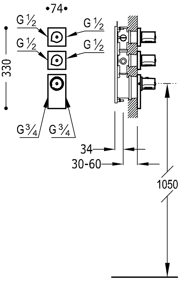 Термостат для душа Tres Block System 20635499
