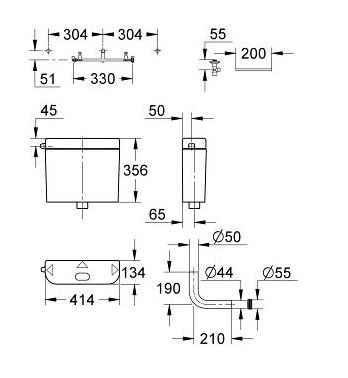 Змивний бачок для унітазу зовнішнього монтажу Grohe 37355SH0