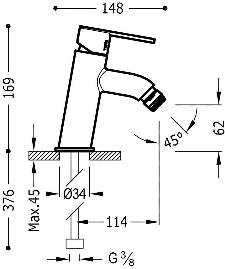 Смеситель для биде Tres Lex 181920
