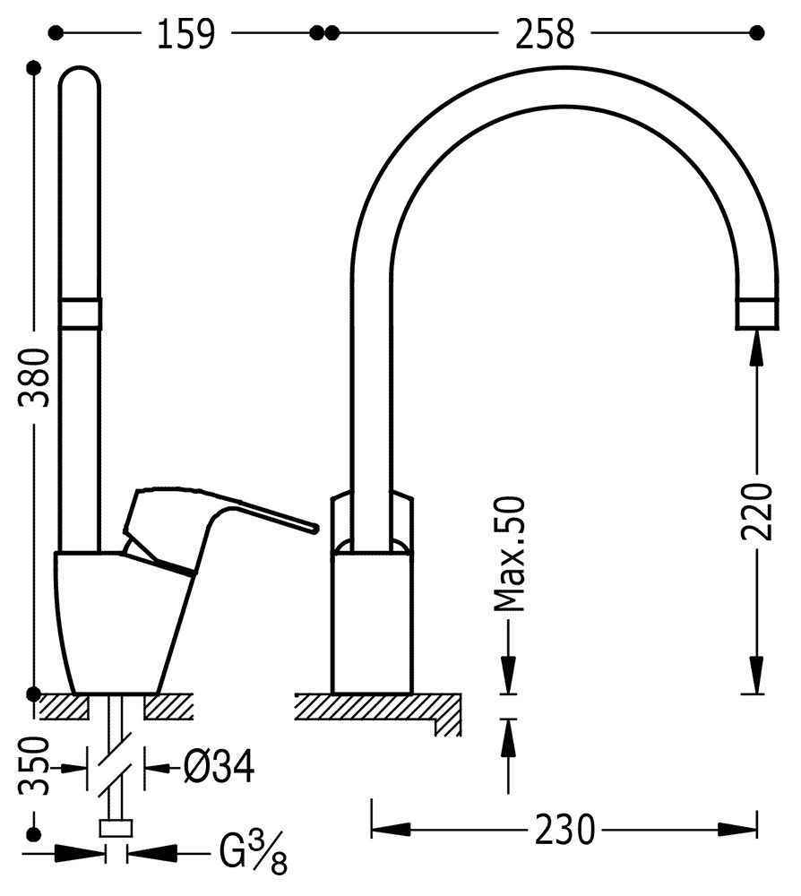 Змішувач на кухню K - Tres 169440