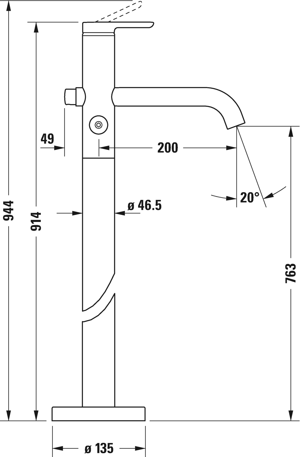 Смеситель на ванну C.1 Duravit C1525000010 (для отдельно стоящей ванны)