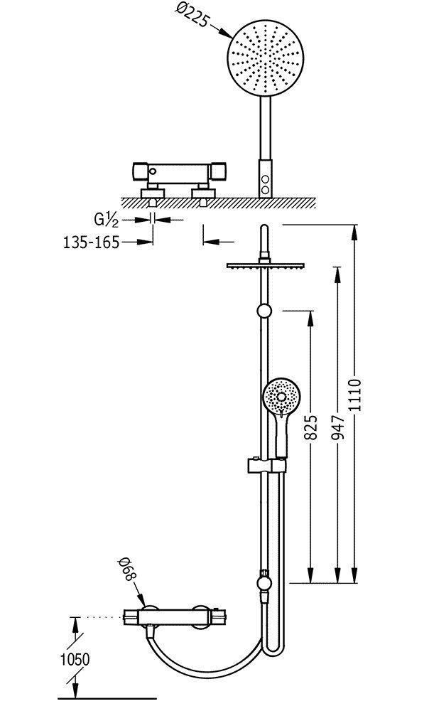 Душевая система Tres с термостатом 190385