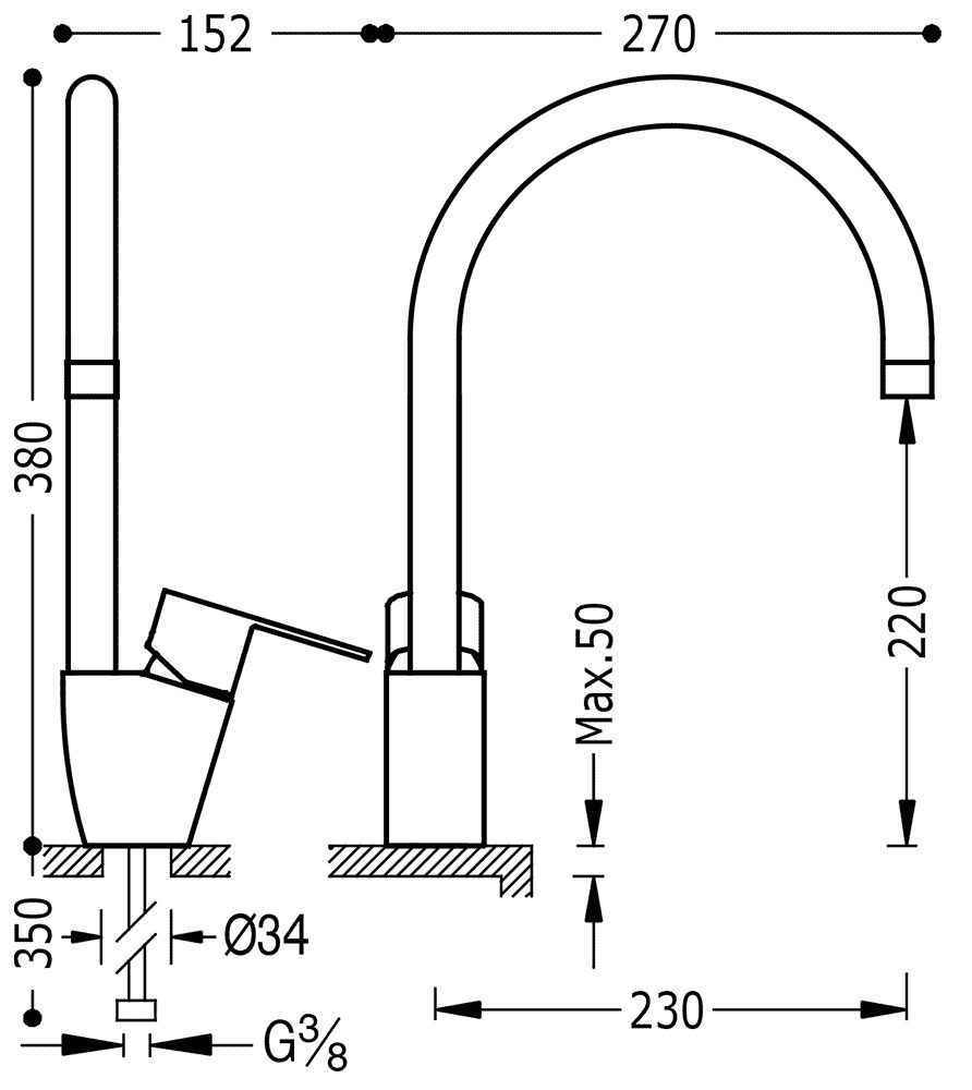 Смеситель на кухню BM - Tres 117440