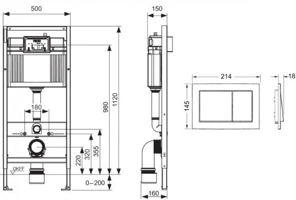 Инсталляция для унитаза TECEbase 9400406 (с квадратной кнопкой смыва)