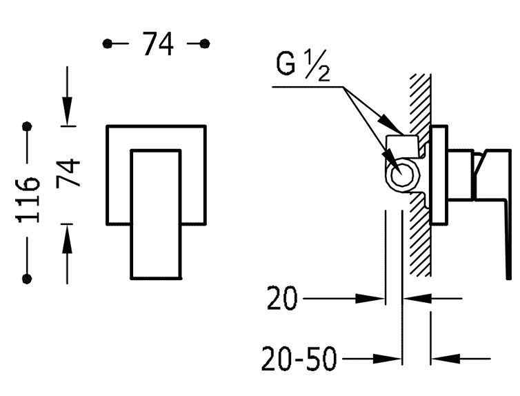 Змішувач для душа Tres Cuadro 106177