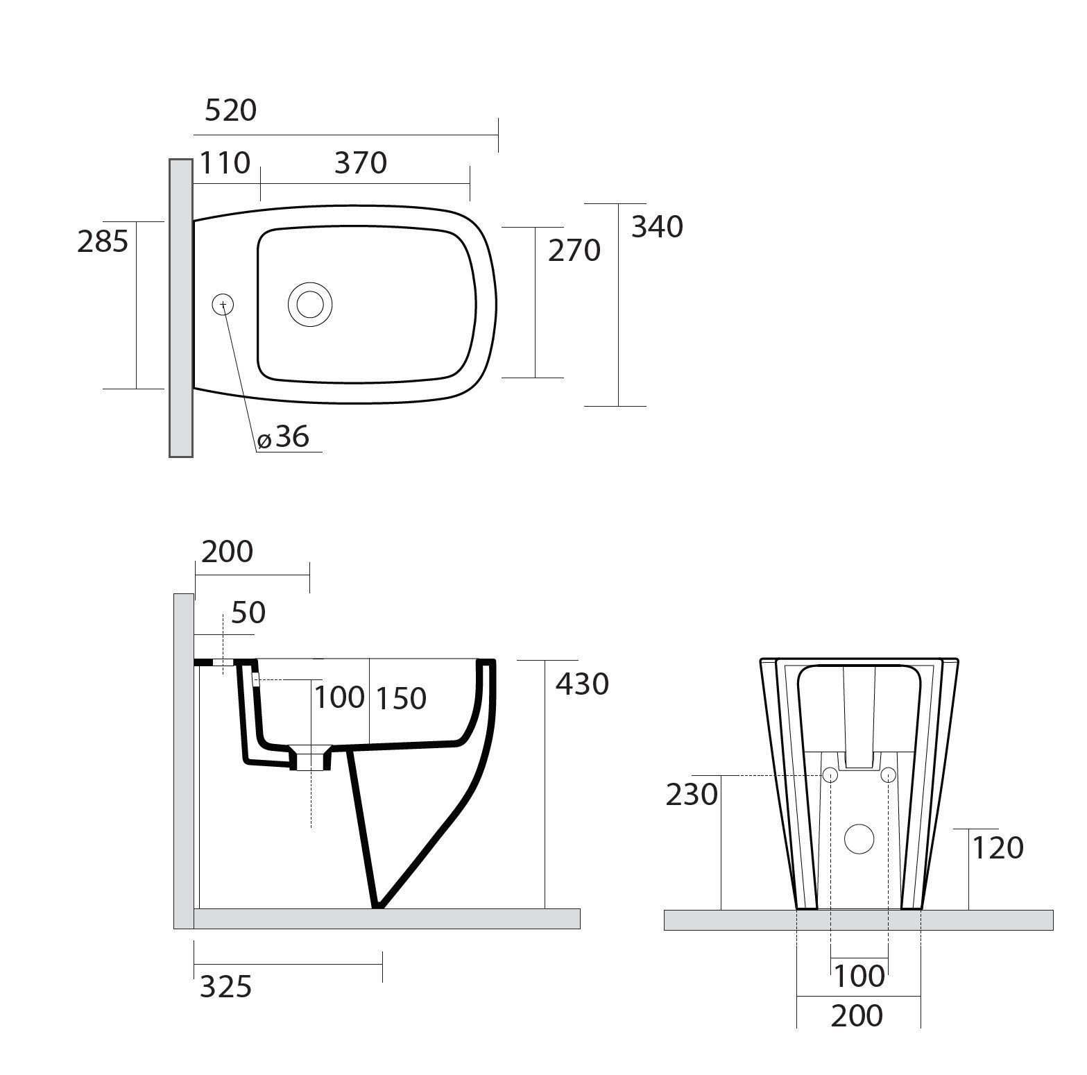 Биде напольное AXA White Jam 3302001