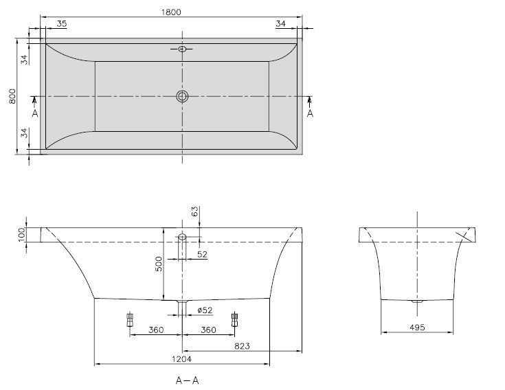 Ванна Villeroy&Boch Squaro UBQ180SQR2V-96
