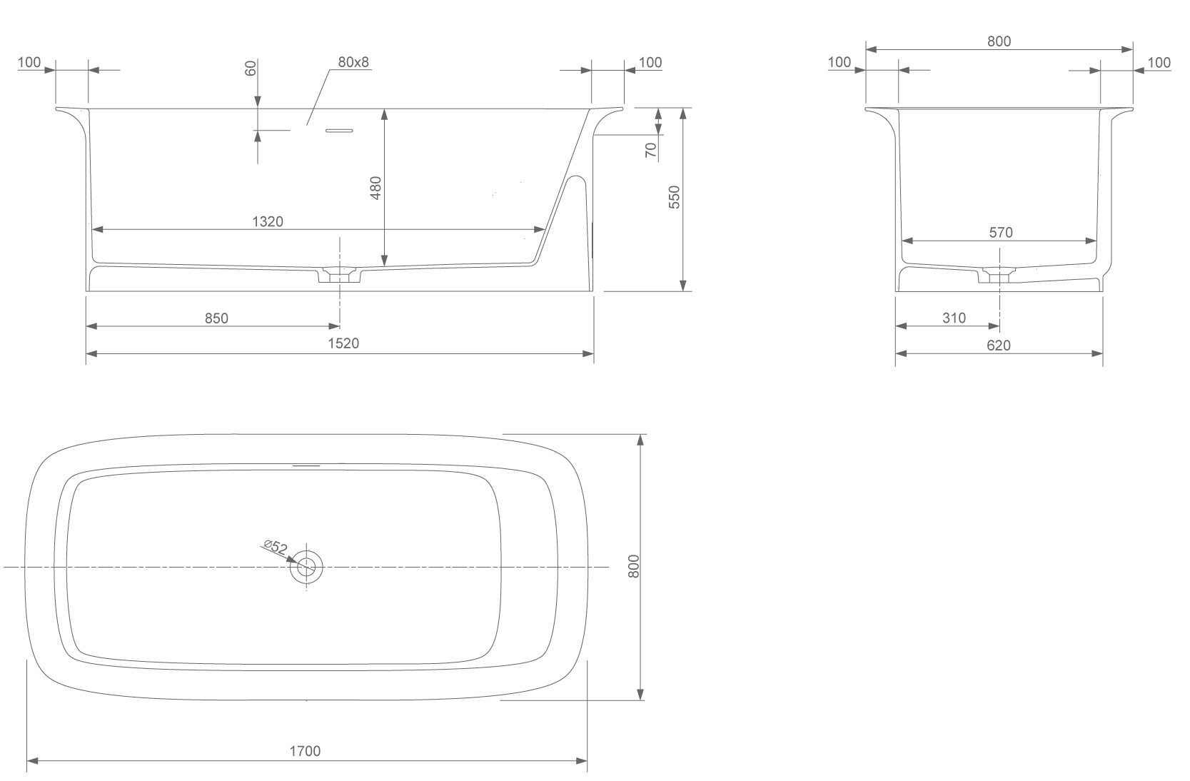 Ванна з штучного каменю Knief Glam 170 0600-081-01