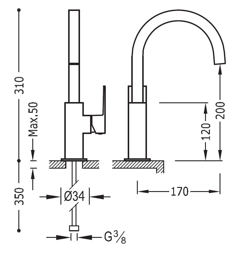 Смеситель на раковину Tres Cuadro 106606