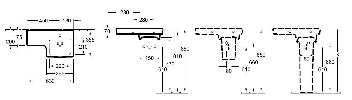Подвесной умывальник Villeroy and Boch Subway 2.0 41156RR3