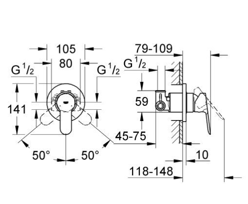 Смеситель для душа Grohe BauEdge 19587000