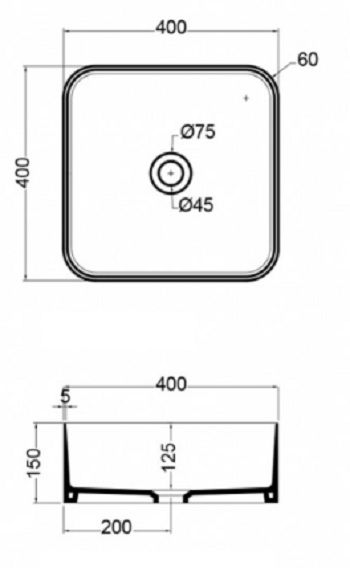 Mate Раковина квадратная на столешницу 40х40 см 7810001