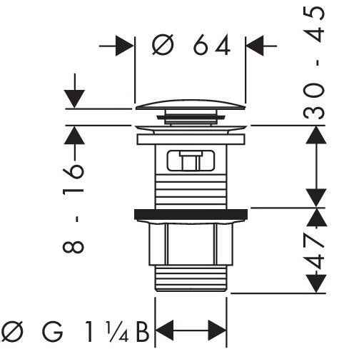 Зливний набір для раковини і біде Push-Open Hansgrohe 50105000