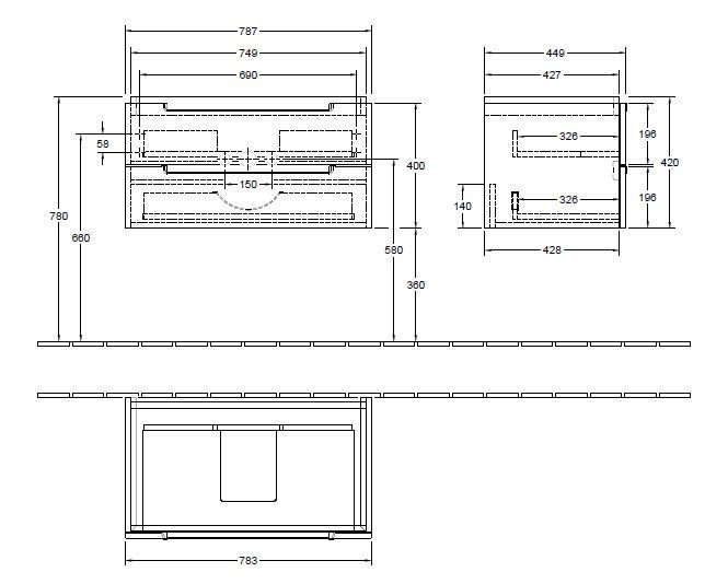 Тумба для умывальника Subway 2.0 Villeroy and Boch A69600FP