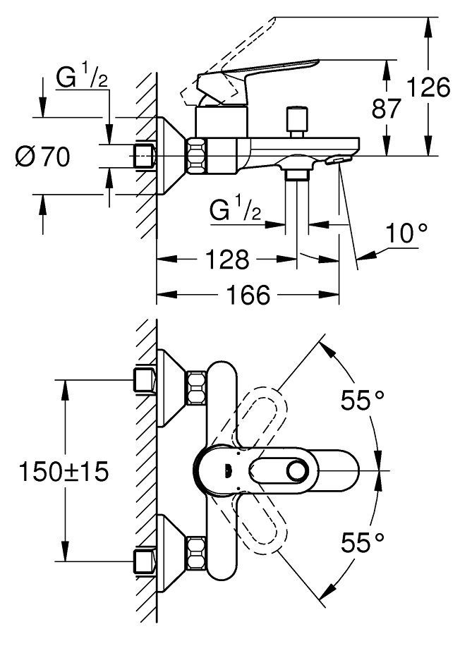 Смеситель для ванны Grohe BauLoop 23603000