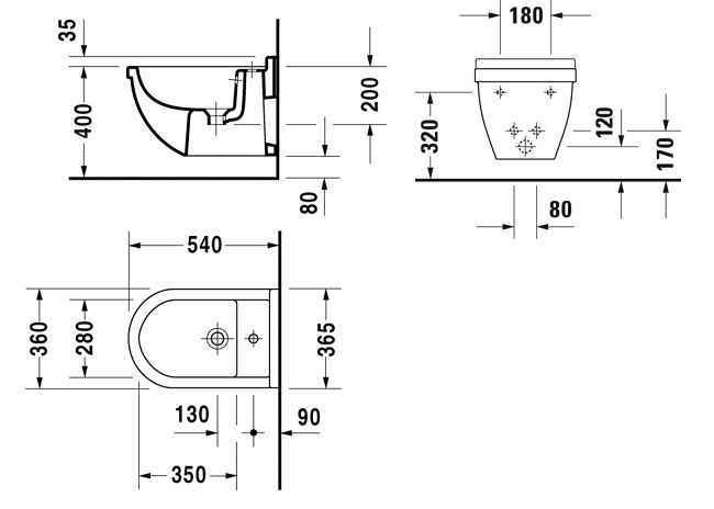 Starсk3 Біде підвісне, з отвором для змішувача, білий