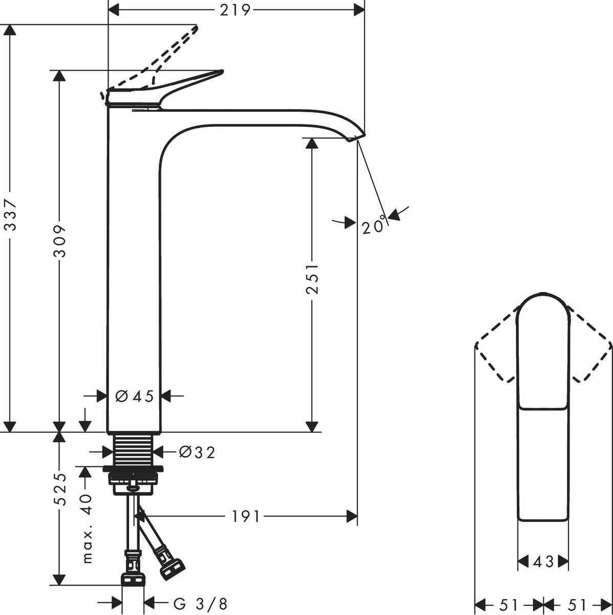 Змішувачі для раковини Hansgrohe Vivenis 75042670