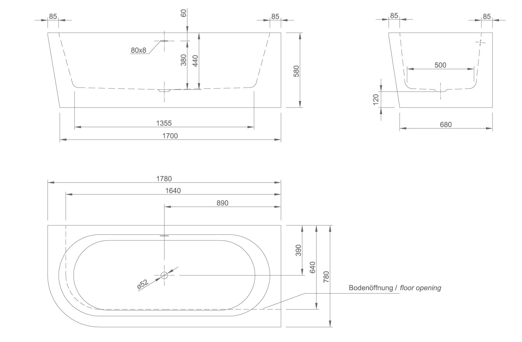 Пристенная ванна Knief Wall Corner правосторонняя / левосторонняя wall l Белый глянцевый / Бордо красный глянцевый 0100-277-L