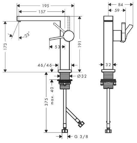 Змішувач для умивальника Hansgrohe Tecturis E 73040000