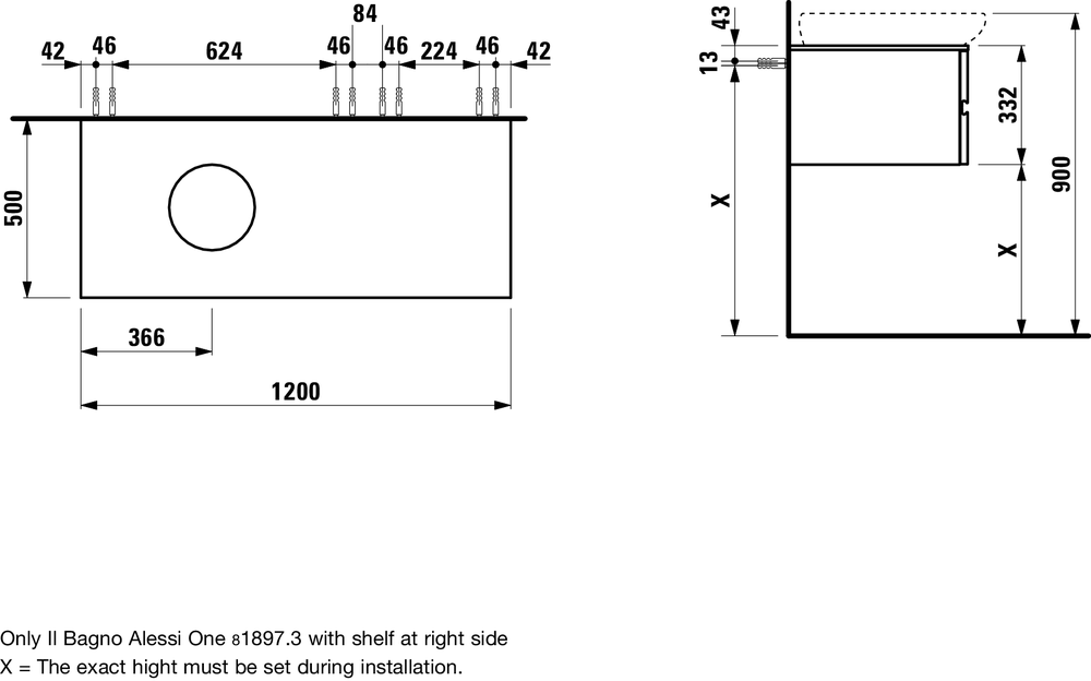 Тумба под умывальник Laufen ILBAGNOALESSI One H4241610976301
