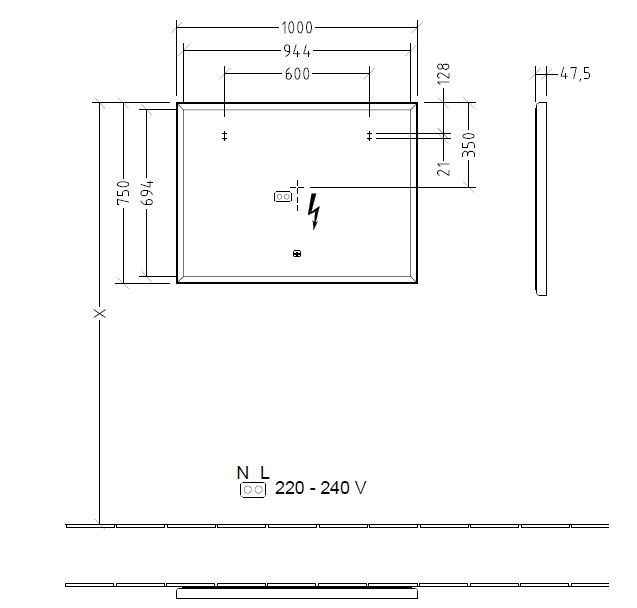 Дзеркало з підсвіткою Villeroy & Boch Subway 3.0 A4631000