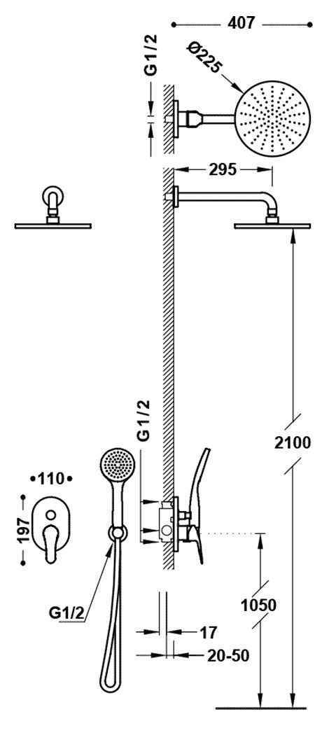 Душова система Tres Base Plus 21698001