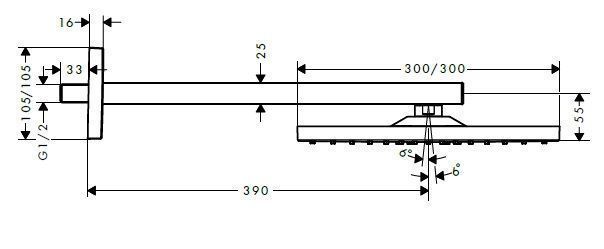 Верхний душ Hansgrohe Raindance E 300 Х 300 1jet 26238700