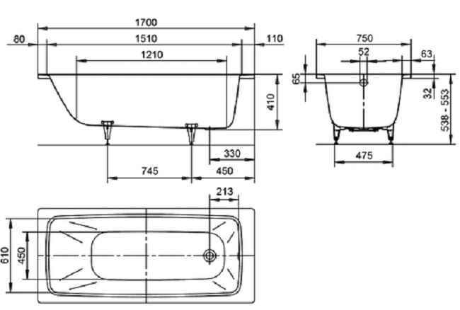 Cayono Ванна сталева 170*75 см 2750 0001 0001
