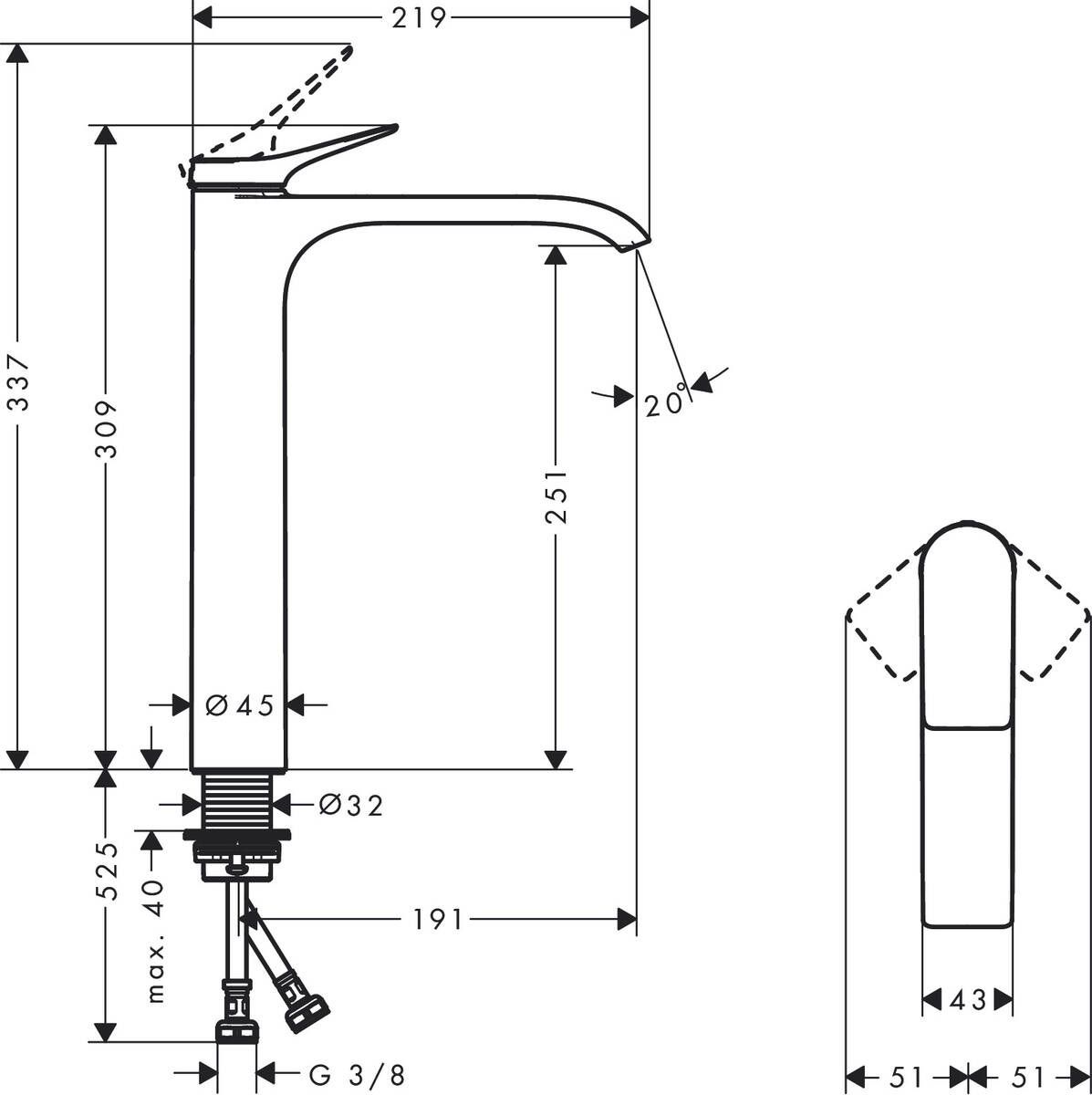 Смесители для раковины Hansgrohe Vivenis 75042670