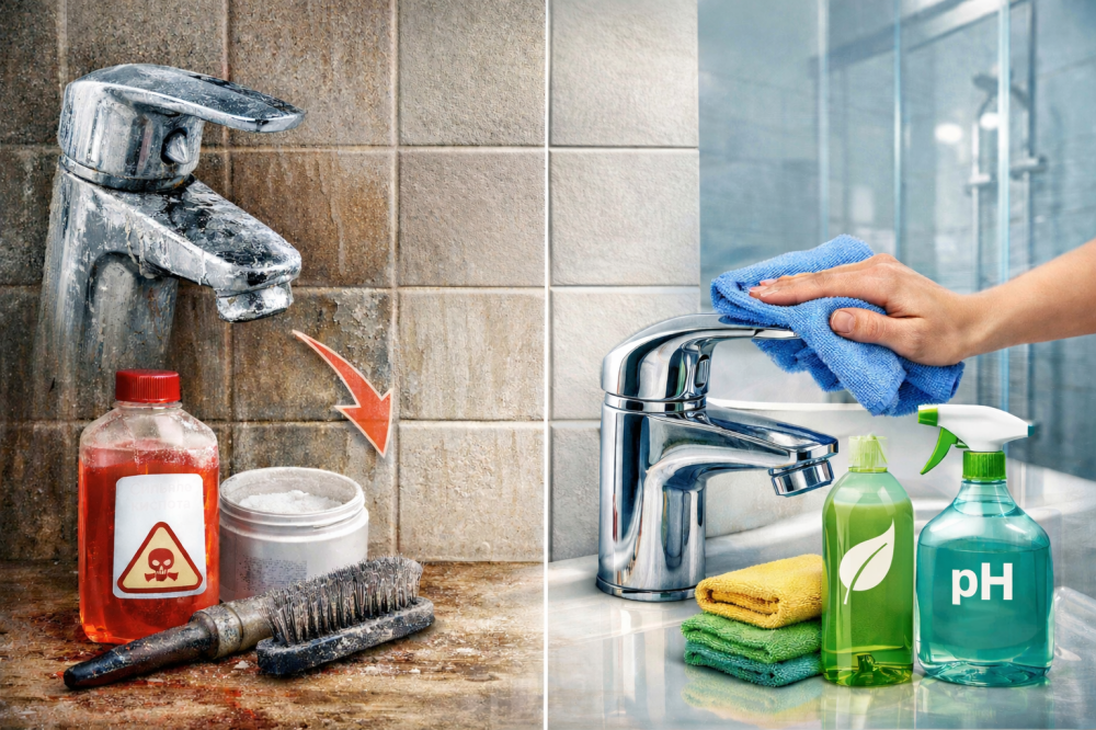 Уход за сантехникой и плиткой – что нельзя делать кислотами и абразивами