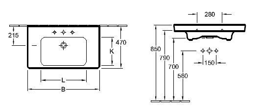 Подвесной умывальник Villeroy and Boch Subway 2.0 71751GR1