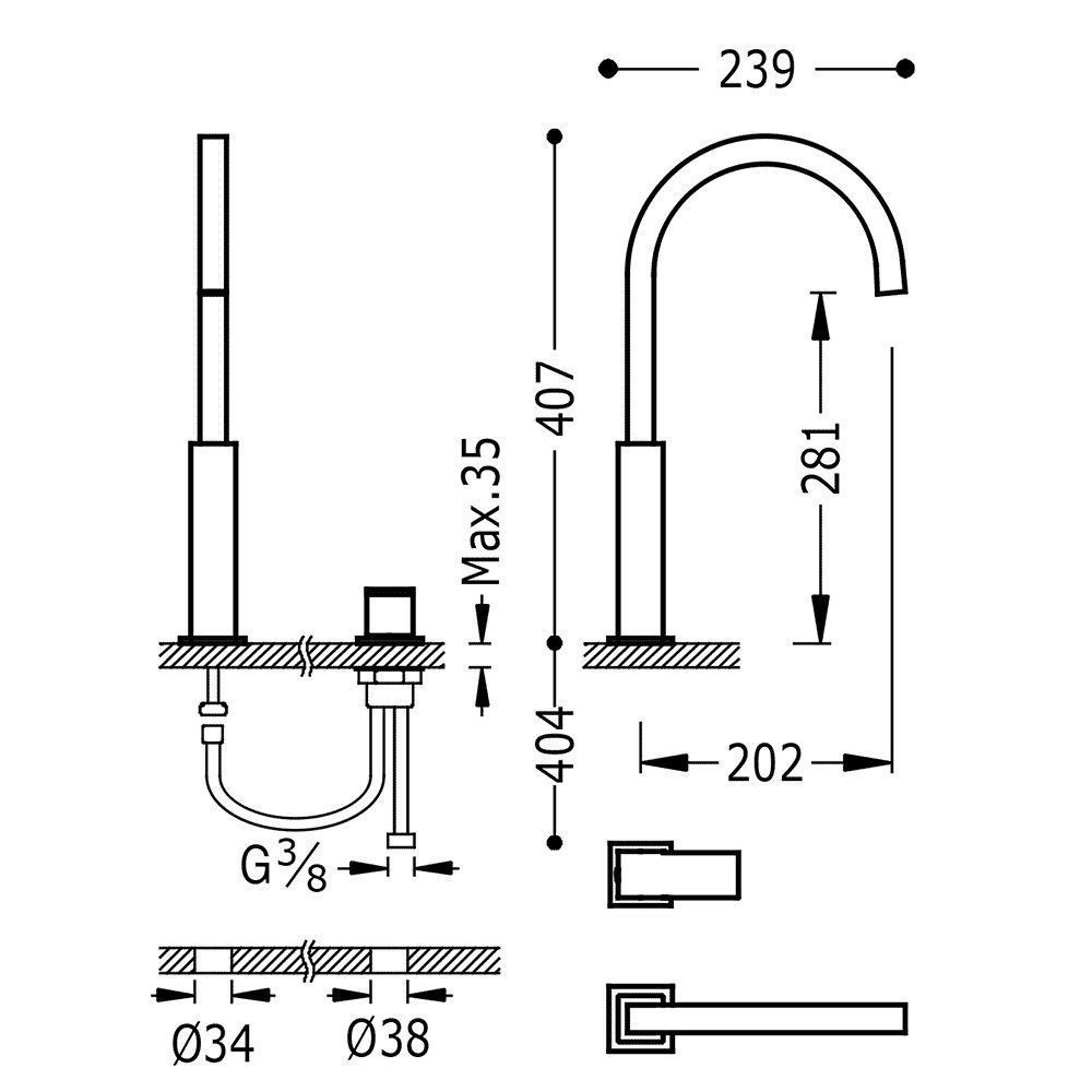 Смеситель для раковины Tres Cuadro 00610504AC