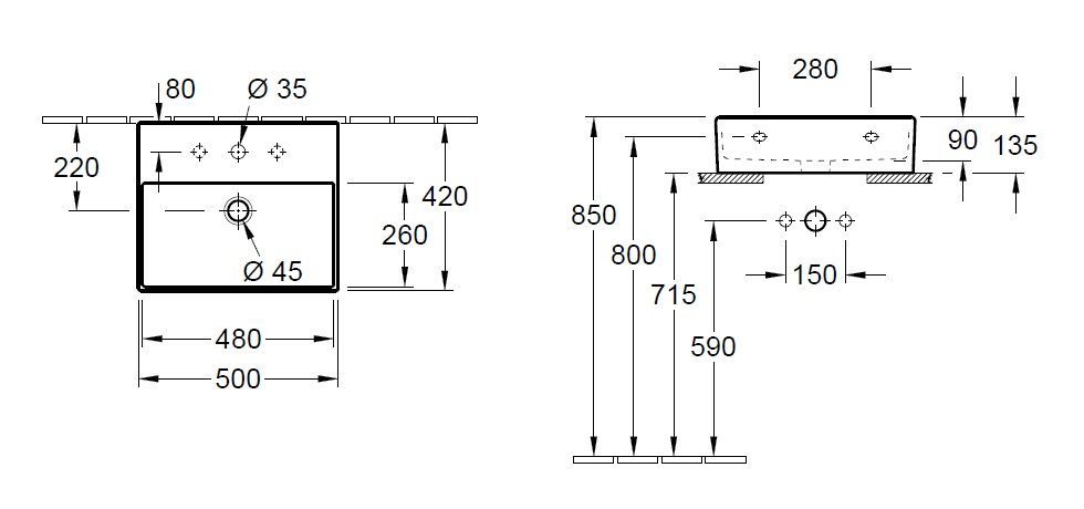 Раковина на столешницу Villeroy and Boch Memento 2.0 4A225Gi4