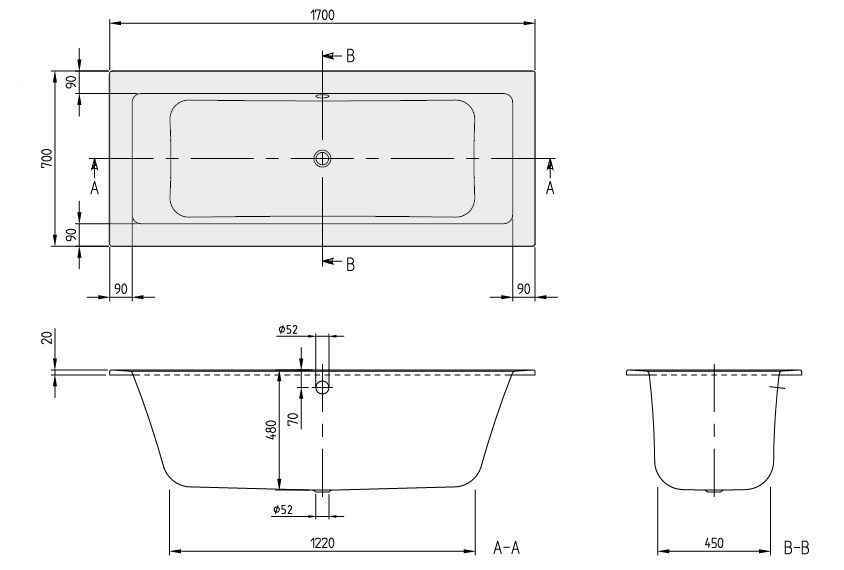 Ванна Villeroy and Boch Legato UBA177LEG2V-01