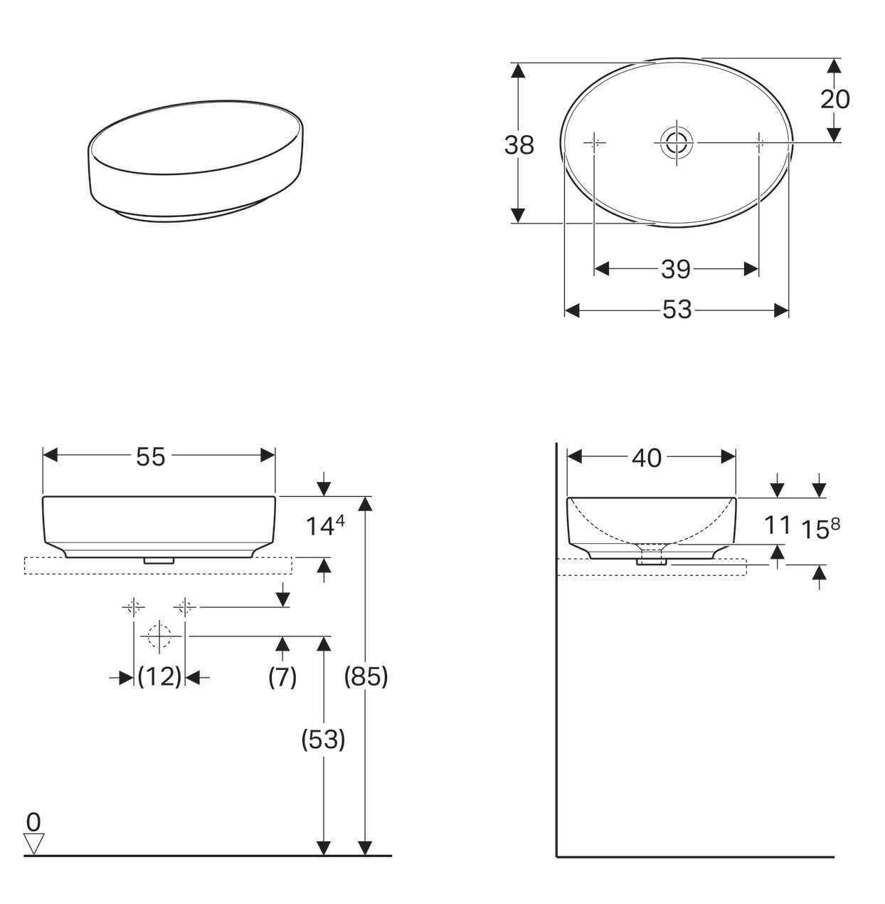 Умивальник Geberit Variform 500.771.01.2