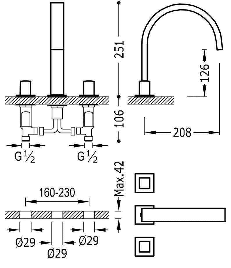 Змішувачі для раковини Tres Cuadro 00810501OR
