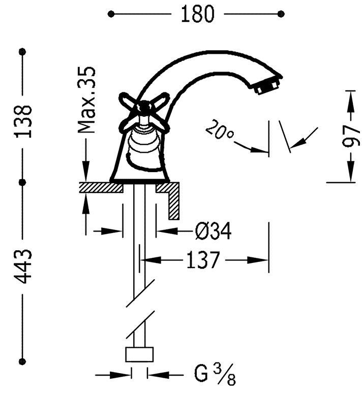 Смесители на раковину Tres Clasic 24210201LM