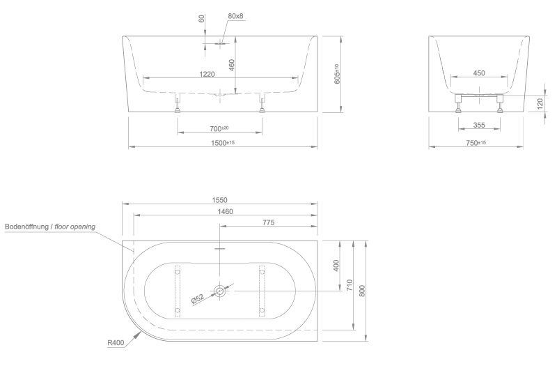 Пристенная ванна Knief Fresh правосторонняя / левосторонняя fresh xs r 0100-236 Белый матовый