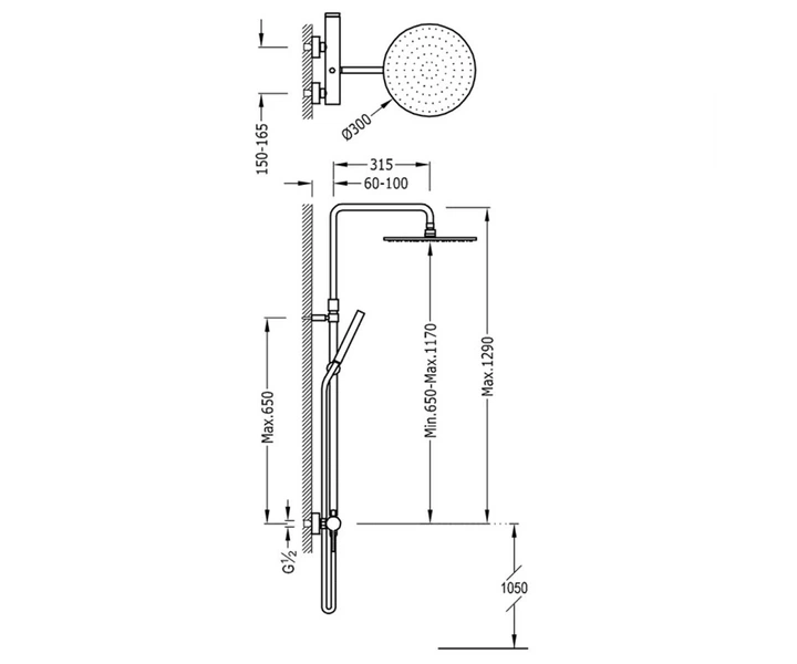 Душевая система Tres Mono-Term 062.378.01