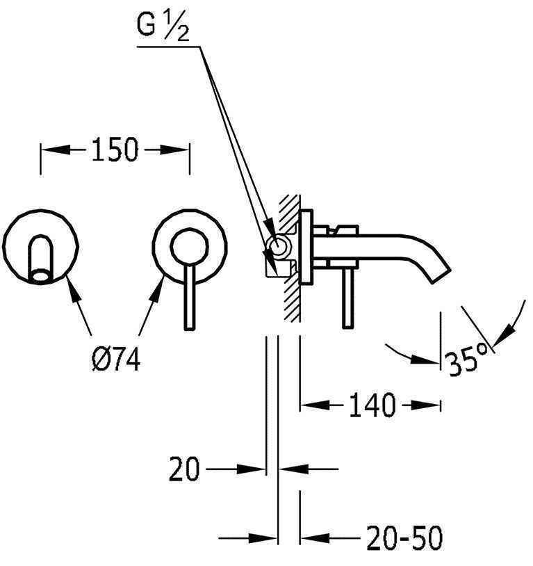 Змішувач для умивальника Tres Study 26220080OR
