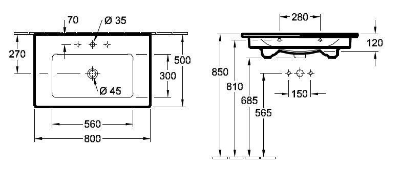 Подвесной умывальник Villeroy and Boch Venticello 41048J01