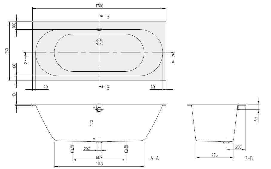 Ванна Villeroy&Boch Oberon 2.0 UBQ170OBR2DV-01