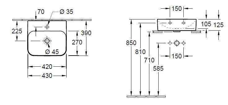 Умивальник на стільницю Finion Villeroy & Boch 43644LRW