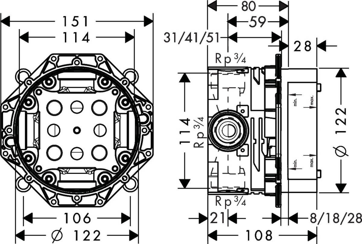 Скрытая часть Hansgrohe 01800180